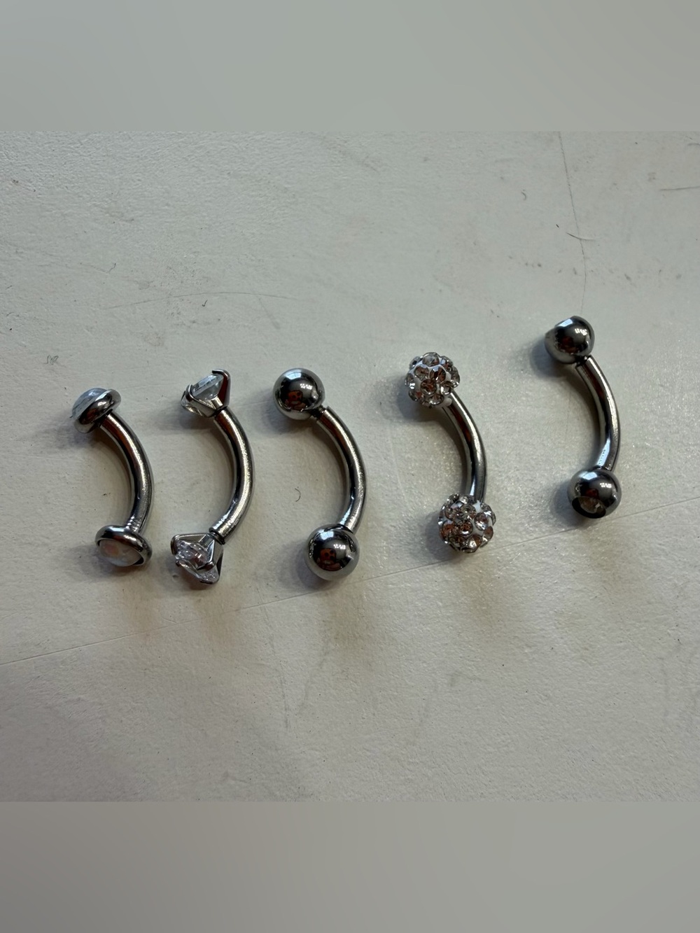 14G 316L Stainless Steel Belly Button Rings Set of 5, 2 Regular, 3 Gemstone - Picture 2 of 4